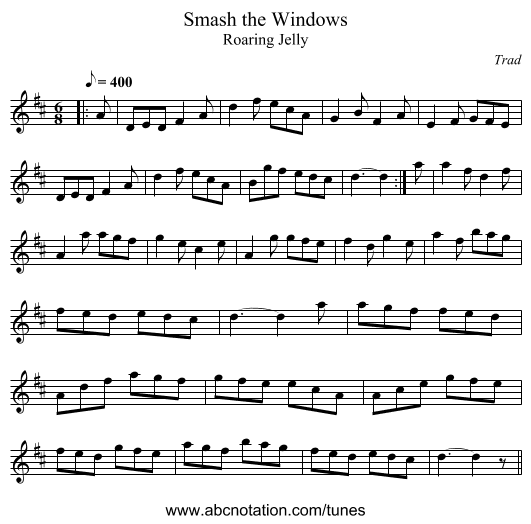 Smash the Windows - staff notation