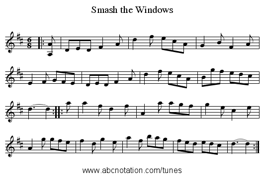 Smash the Windows - staff notation