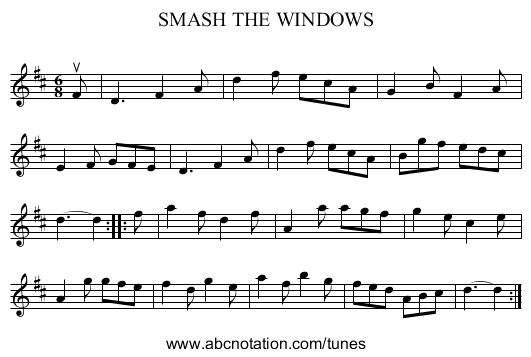 SMASH THE WINDOWS - staff notation