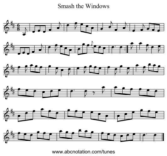 Smash the Windows - staff notation