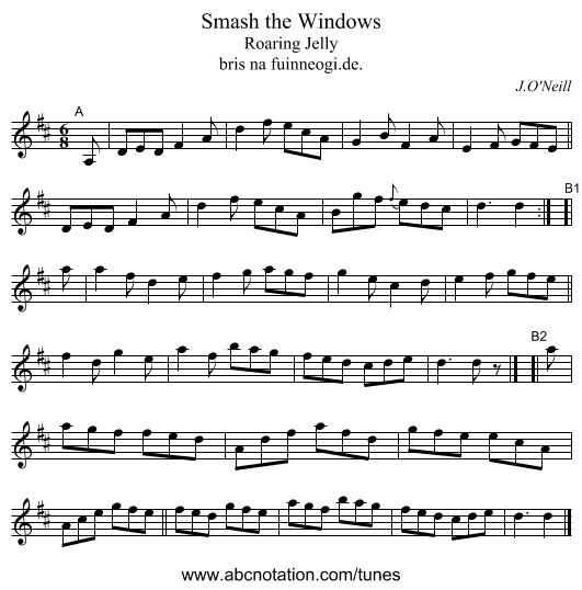 Smash the Windows - staff notation