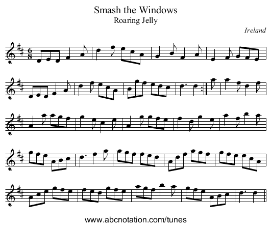Smash the Windows - staff notation