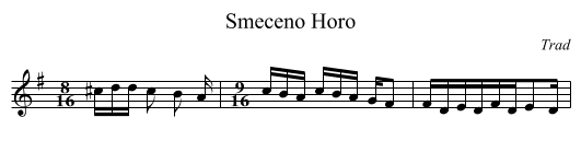 Smeceno Horo - staff notation