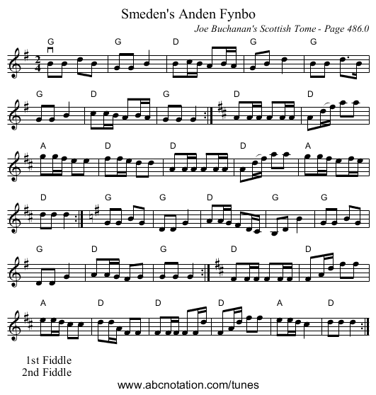 Smeden's Anden Fynbo - staff notation