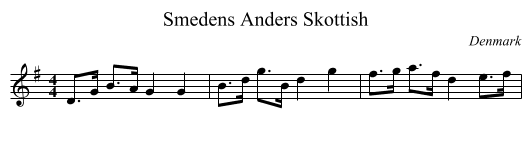 Smedens Anders Skottish - staff notation