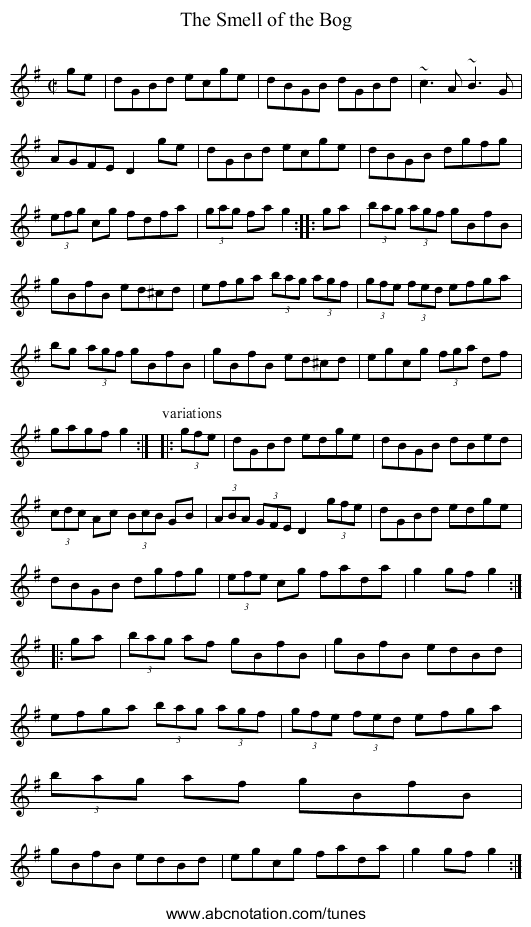 Smell of the Bog, The - staff notation