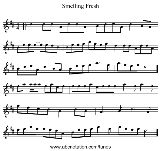 Smelling Fresh - staff notation