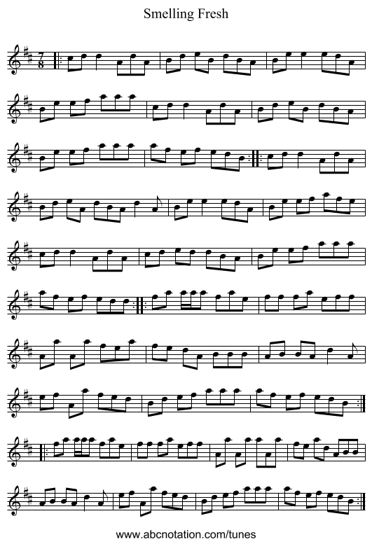 Smelling Fresh - staff notation