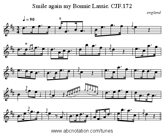 Smile again my Bonnie Lassie. CJF.172 - staff notation