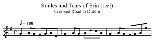 Smiles and Tears of Erin (reel) - staff notation