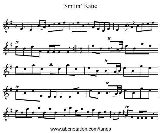 Smilin’ Katie - staff notation
