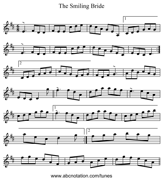 Smiling Bride, The - staff notation