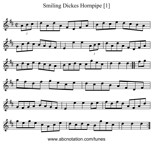 Smiling Dickes Hornpipe [1] - staff notation