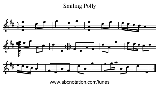 Smiling Polly - staff notation