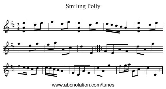 Smiling Polly - staff notation