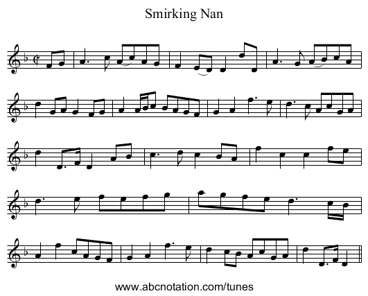 Smirking Nan - staff notation