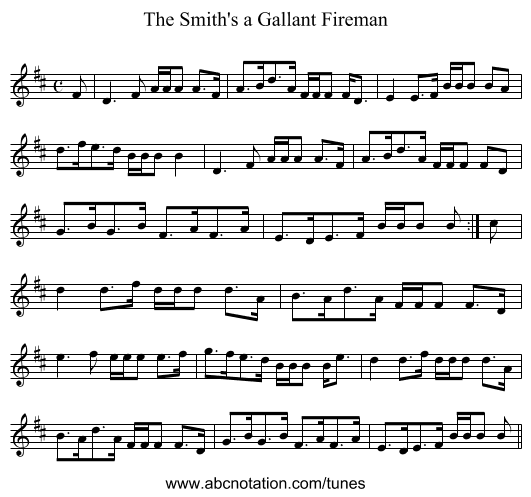 Smith's a Gallant Fireman, The - staff notation