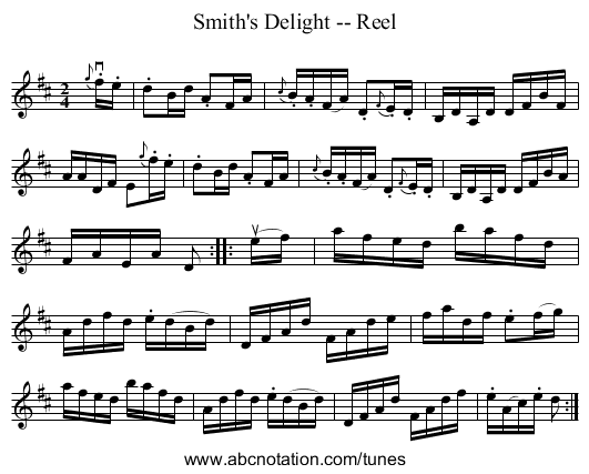 Smith's Delight -- Reel - staff notation