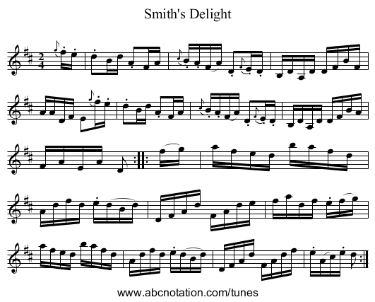 Smith's Delight - staff notation