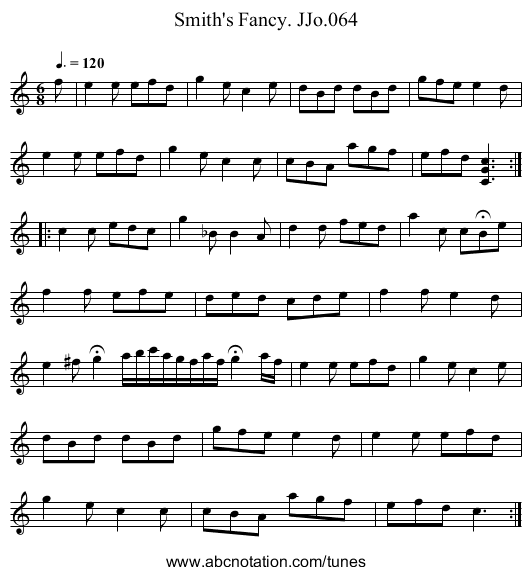 Smith's Fancy. JJo.064 - staff notation