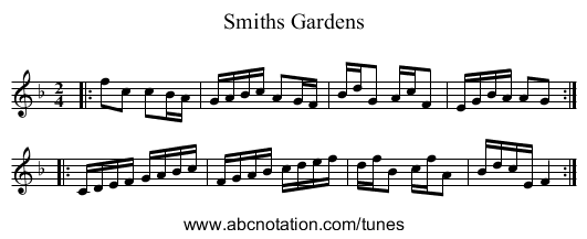 Smiths Gardens - staff notation
