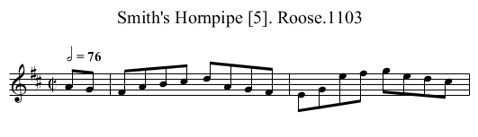 Smith's Hornpipe [5]. Roose.1103 - staff notation