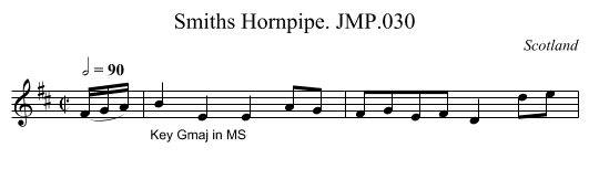 Smiths Hornpipe. JMP.030 - staff notation