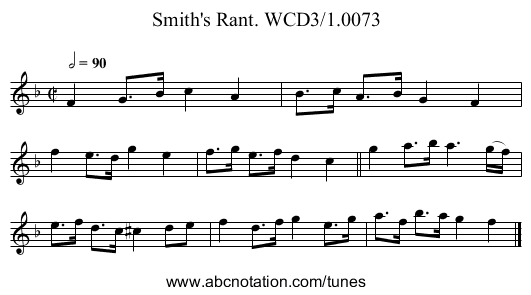Smith's Rant. WCD3/1.0073 - staff notation