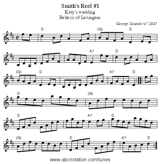 Smith's Reel #1 - staff notation