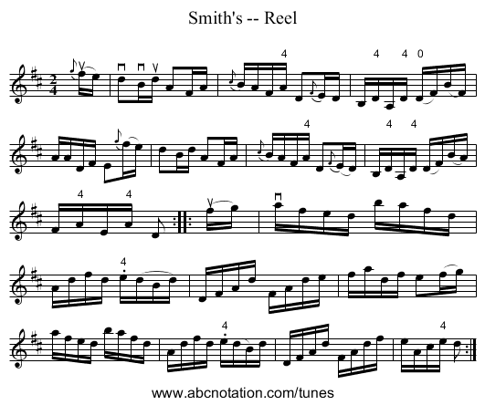 Smith's -- Reel - staff notation
