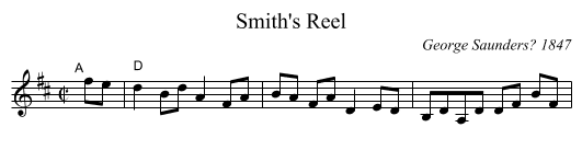 Smith's Reel - staff notation