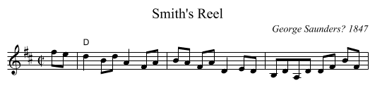 Smith's Reel - staff notation