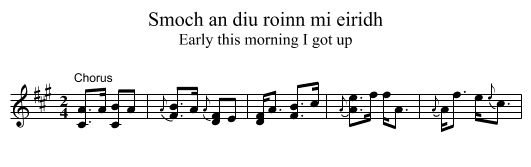 Smoch an diu roinn mi eiridh - staff notation