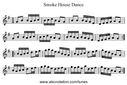 Smoke House Dance - staff notation