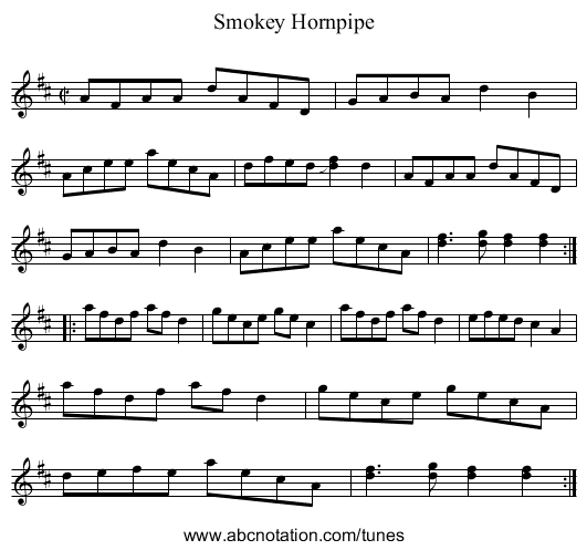 Smokey Hornpipe - staff notation