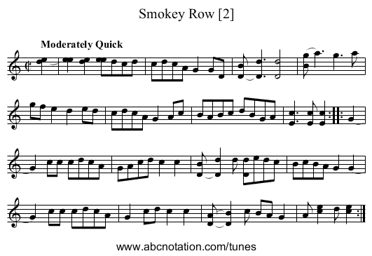 Smokey Row [2] - staff notation