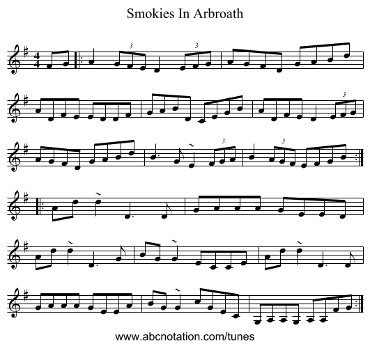 Smokies In Arbroath - staff notation