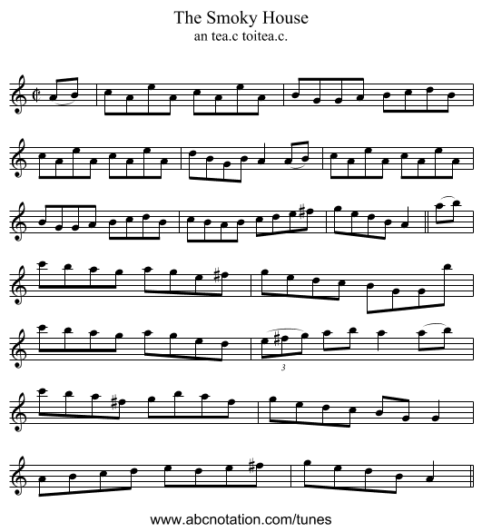 Smoky House, The - staff notation