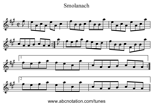 Smolanach - staff notation