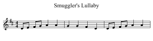 Smuggler's Lullaby - staff notation