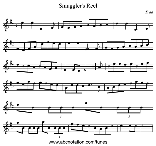 Smuggler's Reel - staff notation