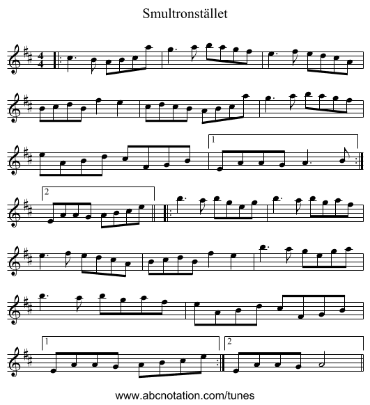 Smultronstället - staff notation