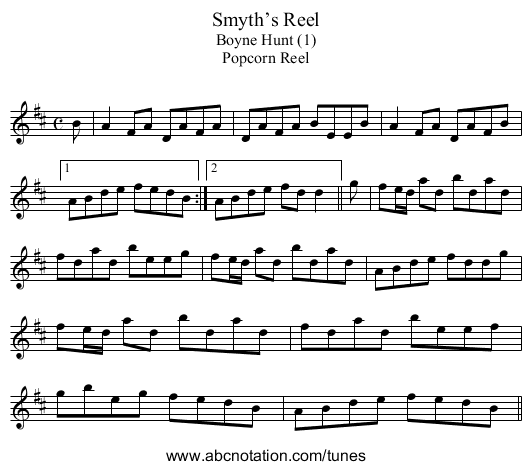 Smyth’s Reel - staff notation