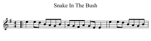 Snake In The Bush - staff notation