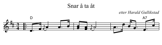 Snar &aring; ta &aring;t - staff notation