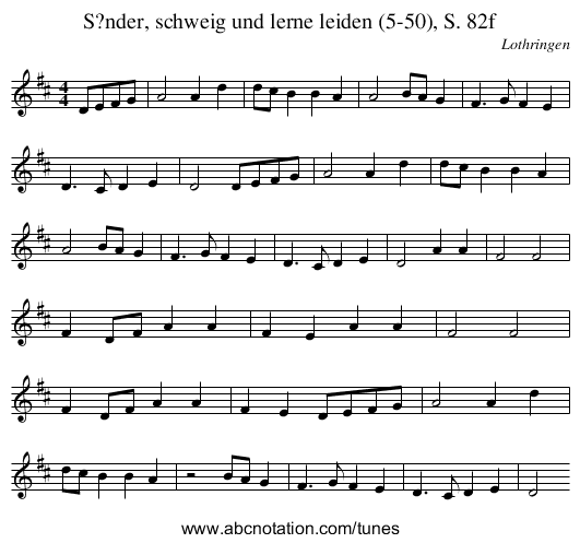 S?nder, schweig und lerne leiden (5-50), S. 82f - staff notation