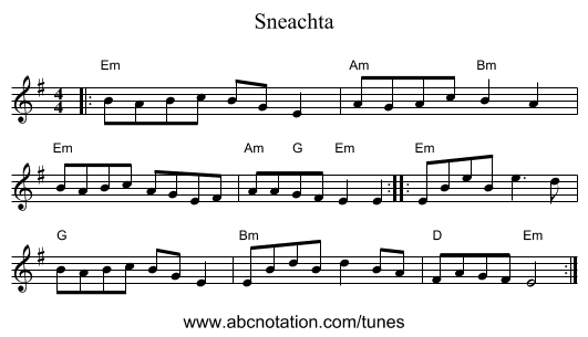 Sneachta - staff notation