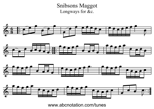 Snibsons Maggot - staff notation