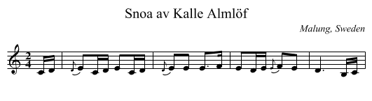 Snoa av Kalle Alml&ouml;f - staff notation