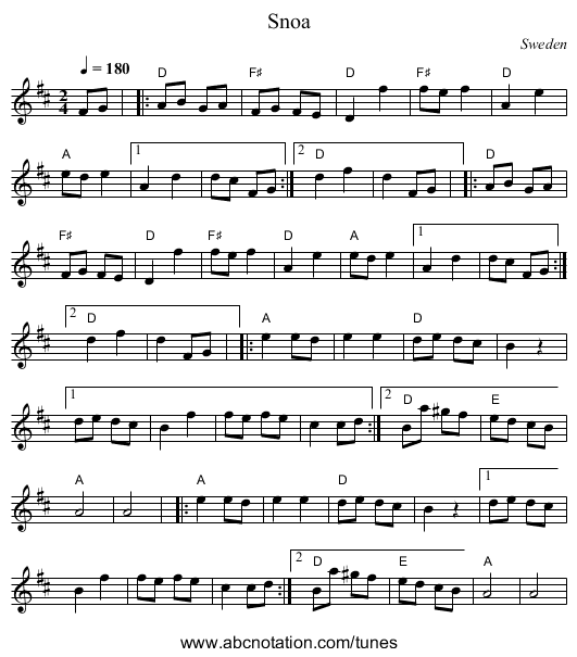 Snoa - staff notation